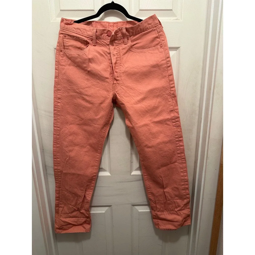 Levis 501 Original Fit Salmon Pink Coral Denim Jeans Mens 33x32 Button Fly